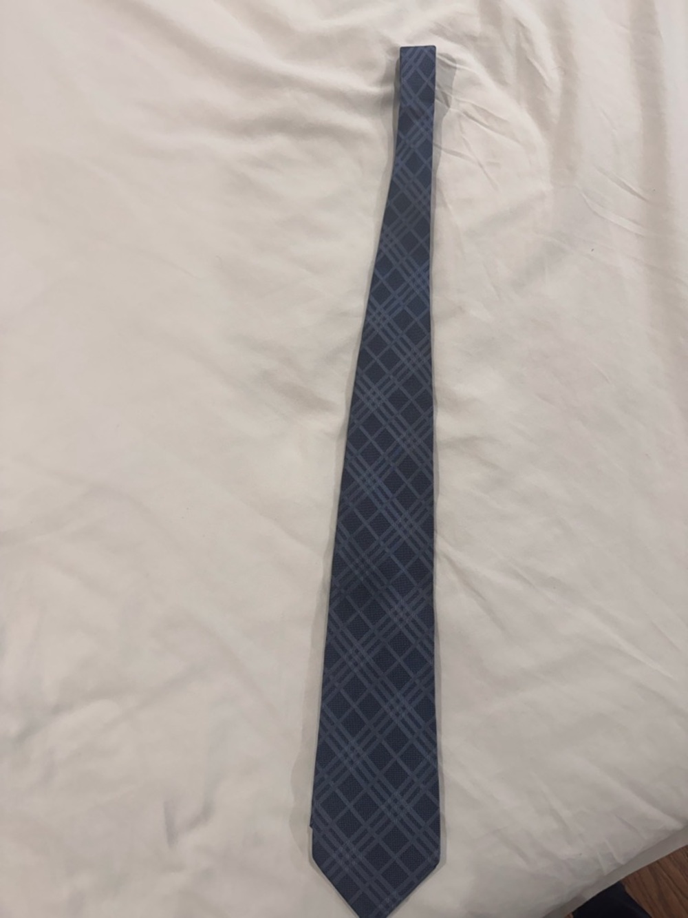 Men's Navy Plaid Tie - Burberry - Picture 4 of 5